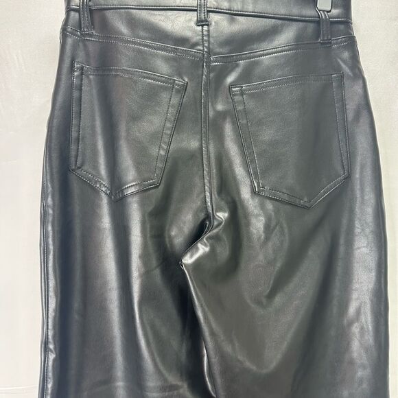 Abercrombie & Fitch 90s Straight Ultra High Rise Black Vegan Leather Pants 27 - Picture 10 of 13